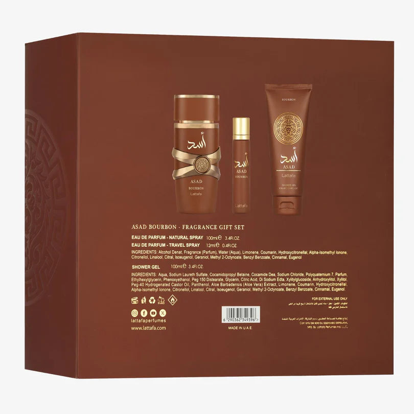 Asad Bourbon Lattafa 3 pcs Giftset